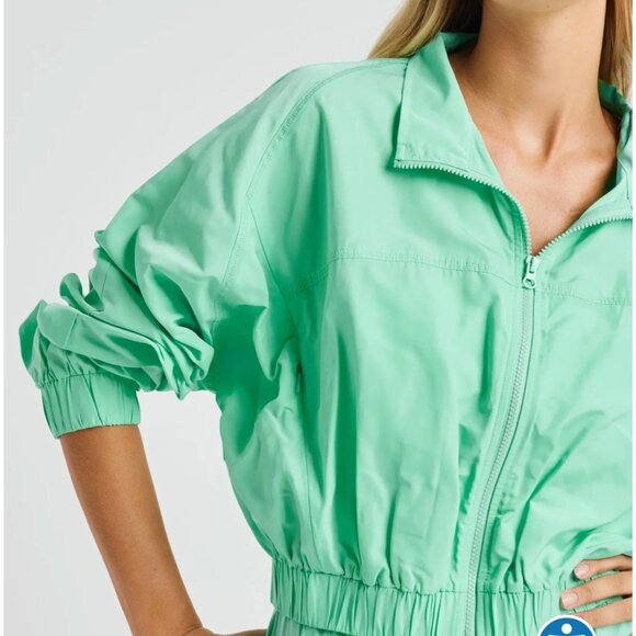 Year Of Ours YOS Windbreaker Cropped Lucite Mint Green S Zip Crop Jacket $128‎ - Picture 3 of 14